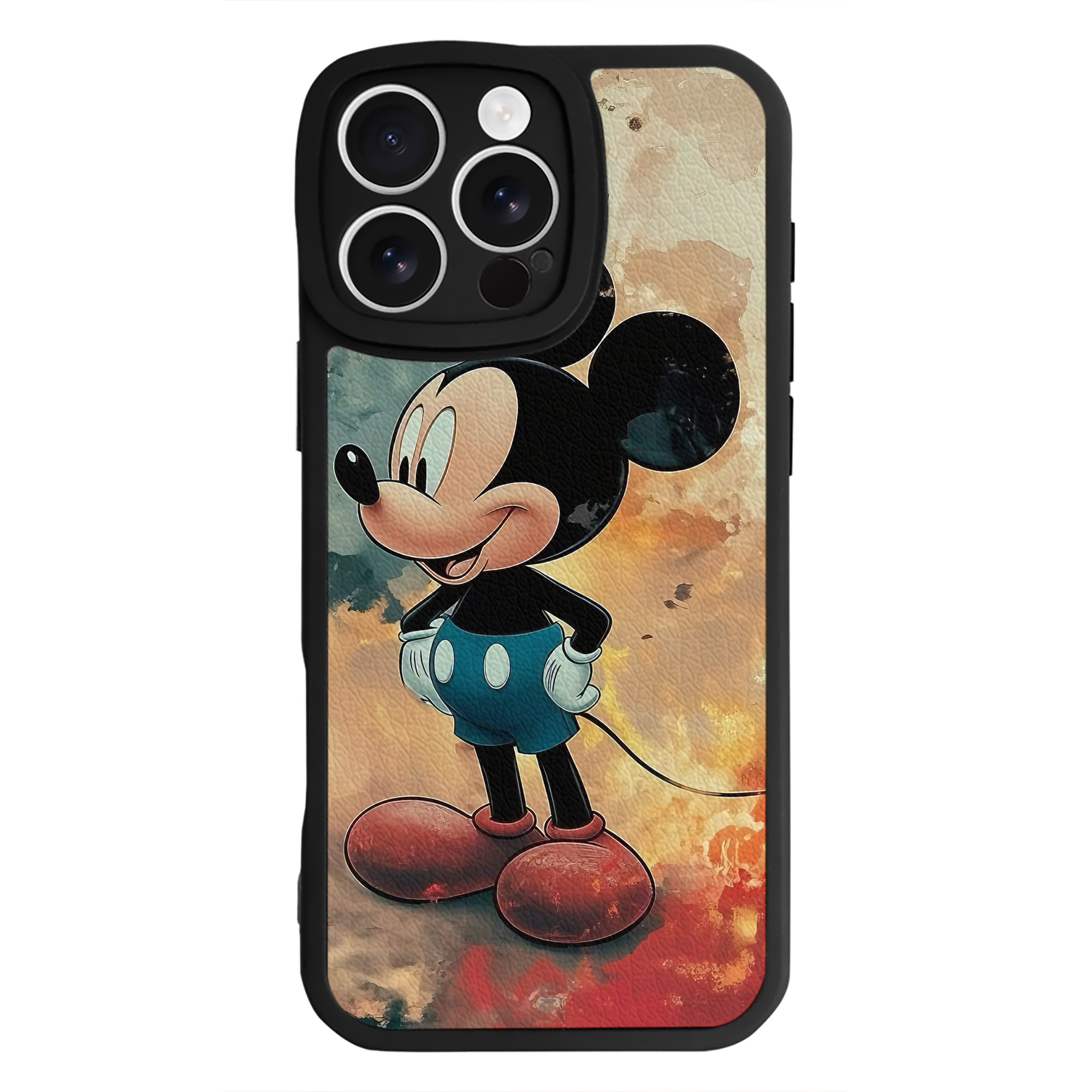 （画像用） ミッキーマウス Mickey Mouse 【iPhone 16シリーズ対応】シリコンスマホケース（レザー調） 材質：シリコン